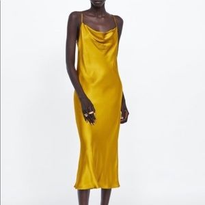 Zara slip dress gold